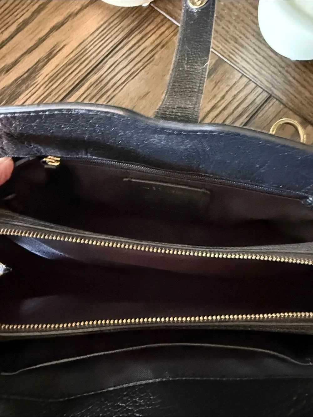 Coach Black Pebbled Leather Satchel with Gold-Tone Accents